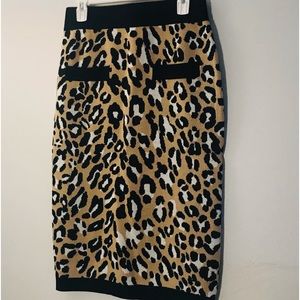 NY&C Leopard Print Pencil Cut Skirt Size M